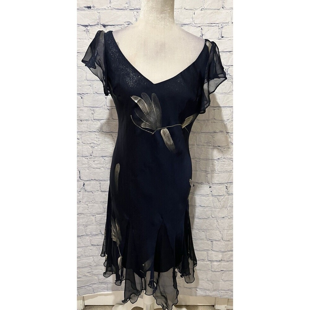 S.L. Fashions Vintage Y2K Dress Fairy Whimsy Ruffles Sleeveless Blue midi 10P